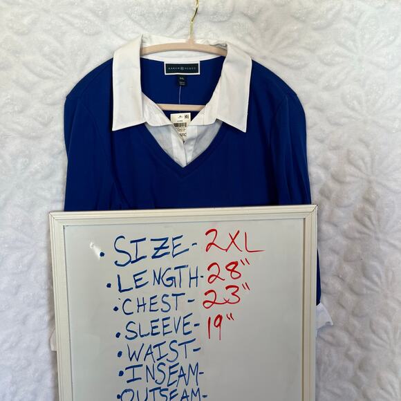 NEW Karen Scott long sleeve blue top with built in collar and cuffs size XXL - Picture 5 of 5
